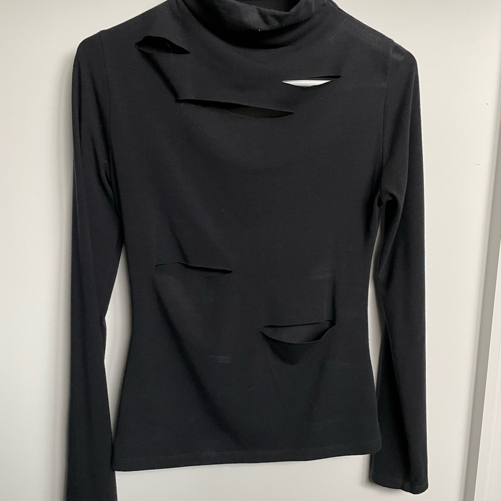 Elegant Black Cutout Long Sleeve Top